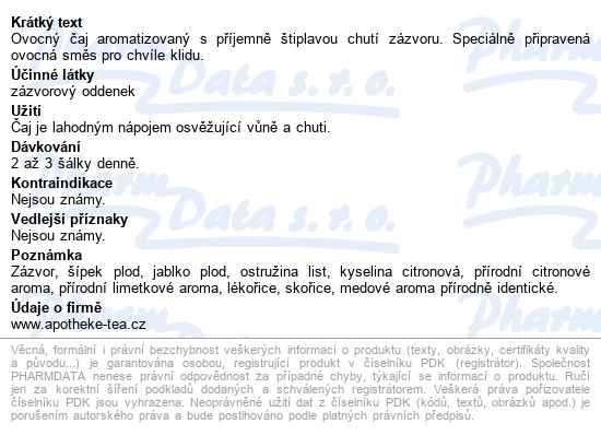 Apotheke Zázvor A Med čaj 20x2g - popis