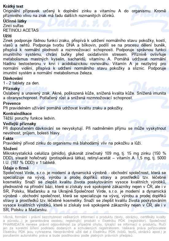 Zinek Aktiv Tbl.50 - popis