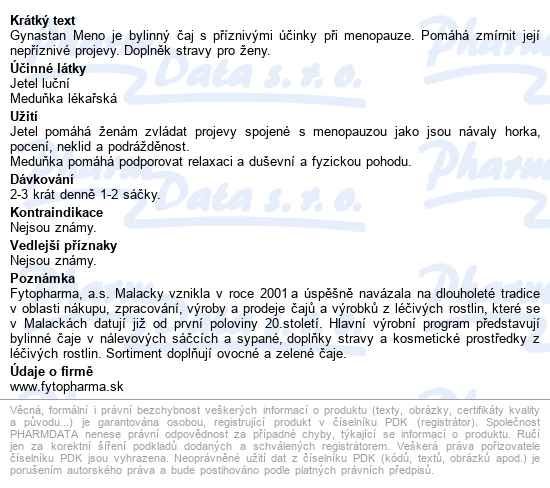 Gynastan Meno Byl.čaj Při Menopauze 20x1.5g Fytoph - popis