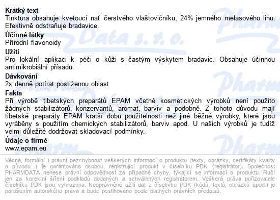 Tibetská Tinktura Vlaštovičník Epam 50ml - popis