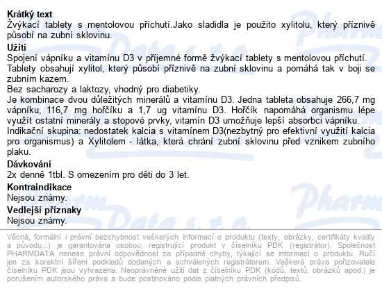 Calci Strong Chew+vit.d3 Tbl.120 Vitabalans - popis