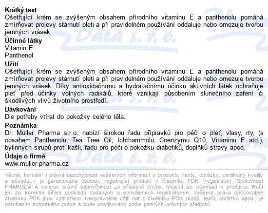 Vitamin E Krém 2% 30g Dr.müller - popis