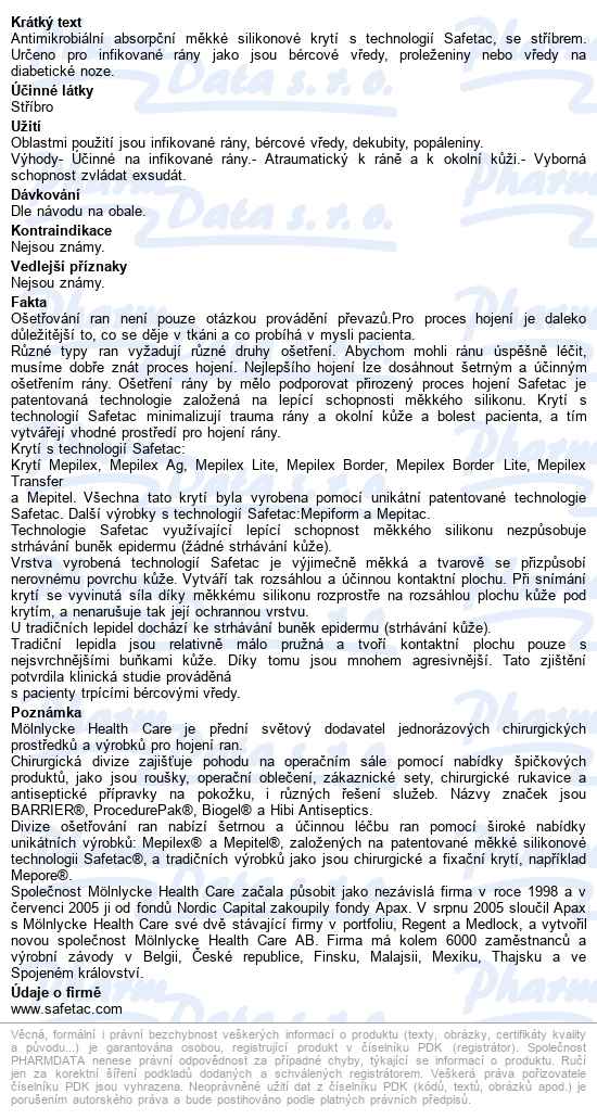 Mepilex Ag 10x10 cm, 5 ks, antimikrobiální pěnové krytí se si - popis
