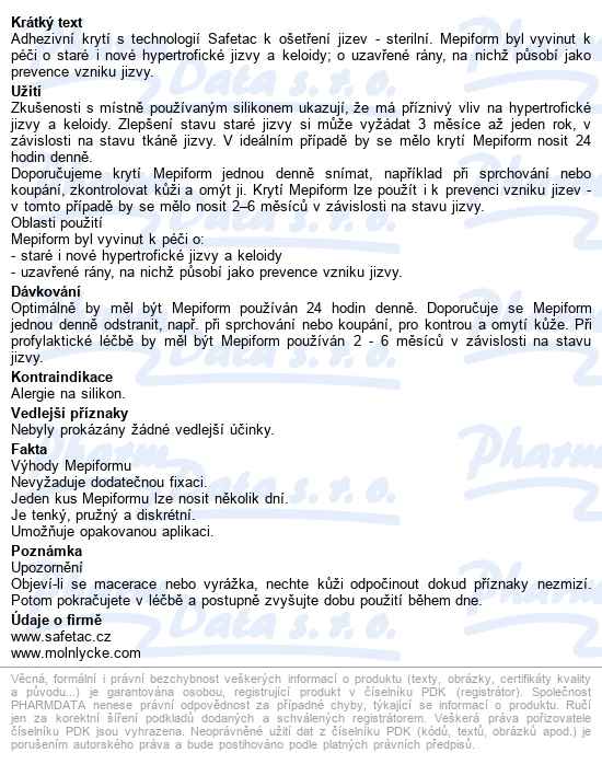 Mepiform 5x7,5 cm, 5 ks, samolepící krytí na jizvy se silik - popis