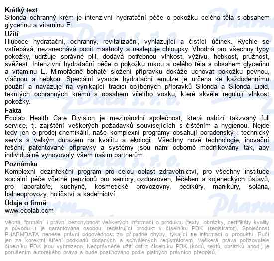 Silonda Ochranný Krém 500ml - popis