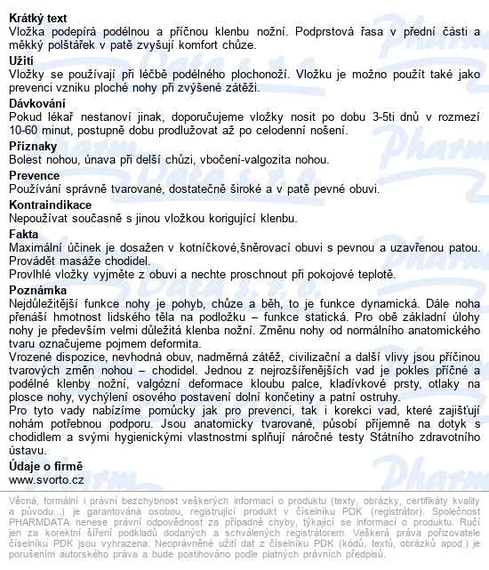 Svorto 052 Vložky Ortopedické Pánské Vel.42 - popis