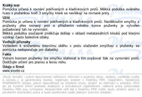 Svorto 051 Korektor Kladívkových Prstů 36-40 (1)p - popis