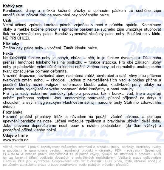 Svorto 030 Bandáž Noční Hallux Valgus 36-40l - popis