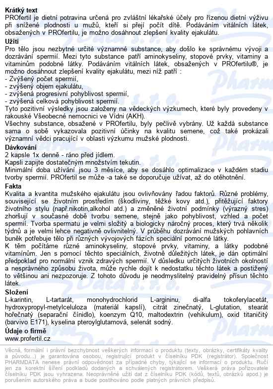Profertil Cps.60 - popis