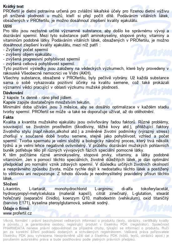 Profertil Cps.180 - popis