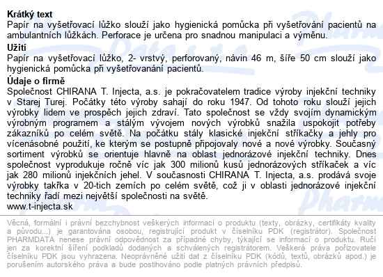 Papír Na Vyšetř.lůžko 2-vrstvý Perforovaný š.50cm - popis
