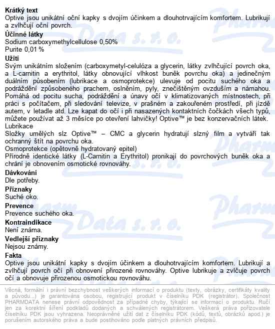 Optive Oční Kapky 10ml - popis