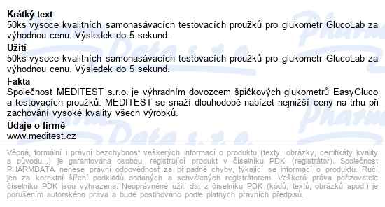 Glucolab Auto-coding testovací proužky diagnostické pro glukometr gluco - popis