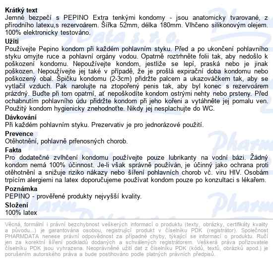 Pepino Prezervativ Extra Thin 3ks - popis