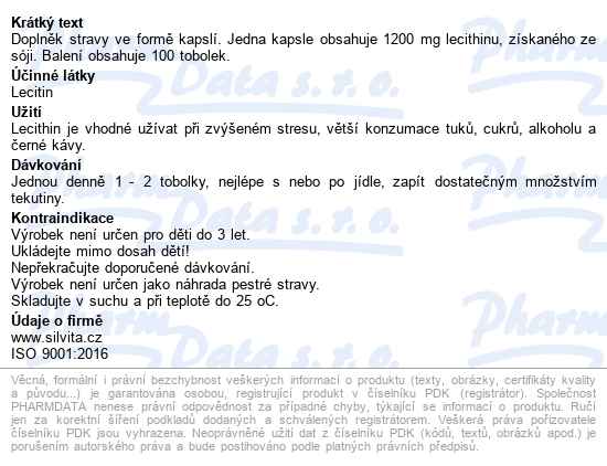 Lecitin 1200mg Tobolek 100 - popis