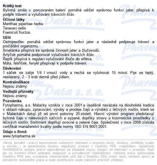 Ungolen Bylinný čaj Játra+žlučník 20x1.5g Fytophar - popis