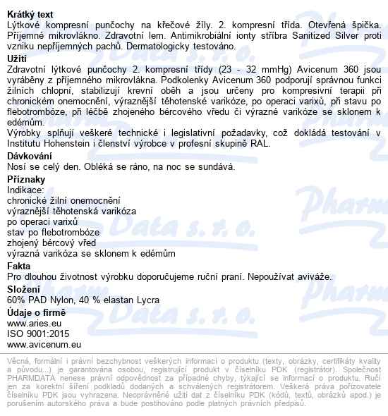 Avicenum Phlebo 360 Punčochy Lýtkové otevřená špice, ii. kt, vel. s minus - xxl plus no - popis