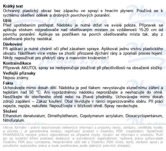 Akutol Spray 60ml (klas.kód Ii.a) - popis