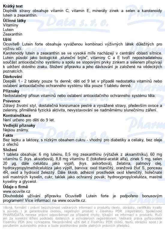 Ocuvite Lutein Forte Tbl.30 - popis