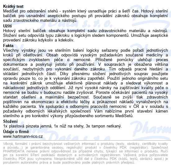 Mediset Pro Odstranění Stehů - popis