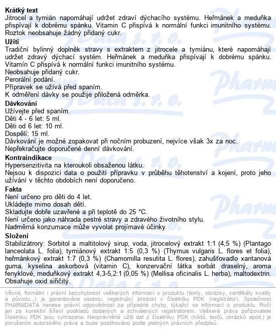 Mucoplant Jitrocelový Roztok Na Dobrou Noc 100ml - popis