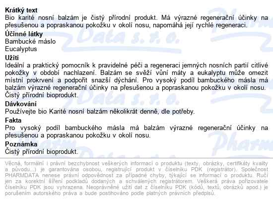 Bio Karité Nosní Balzám 19ml - popis