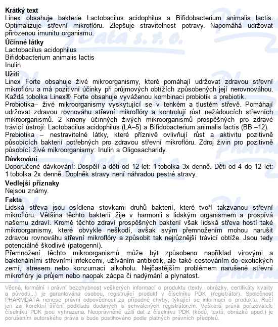 Linex Forte Stabilní Složení Cps.28 - popis