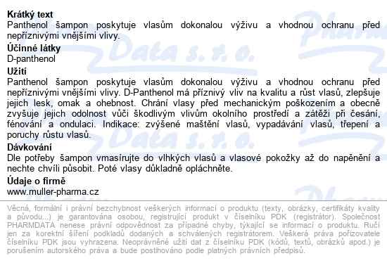 Panthenol šampon Na Mastné Vlasy 250ml Dr.müller - popis