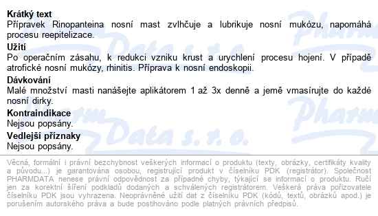 Rinopanteina Nosní Mast 10g - popis