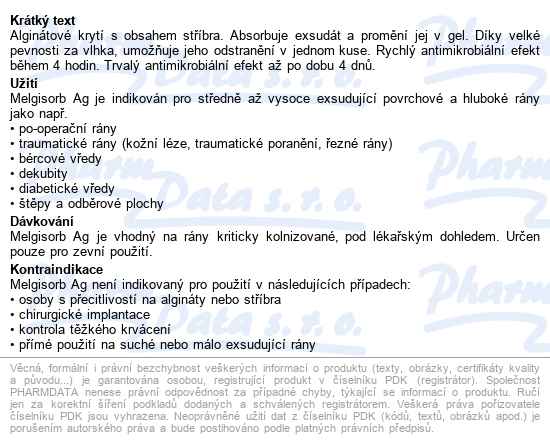 Melgisorb Ag 5x5cm, 10ks, vysoce absorpční antimikrobiální kryt - popis