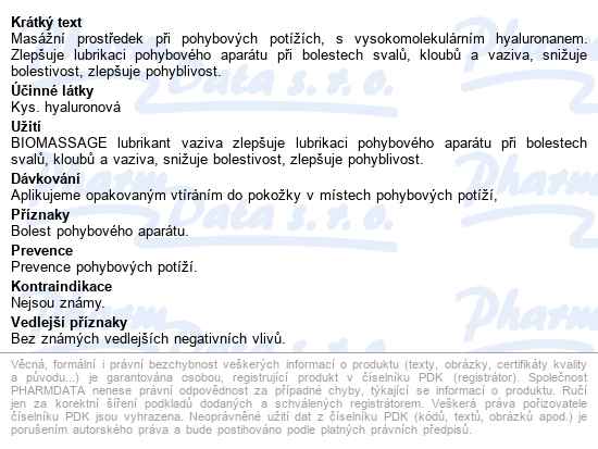Biomassage Lubrikant Vaziva 125ml - popis
