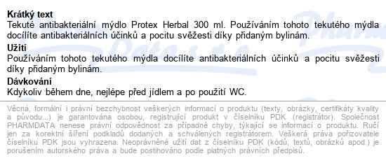 Protex Herbal Antibakteriální Tekuté Mýdlo 300ml - popis