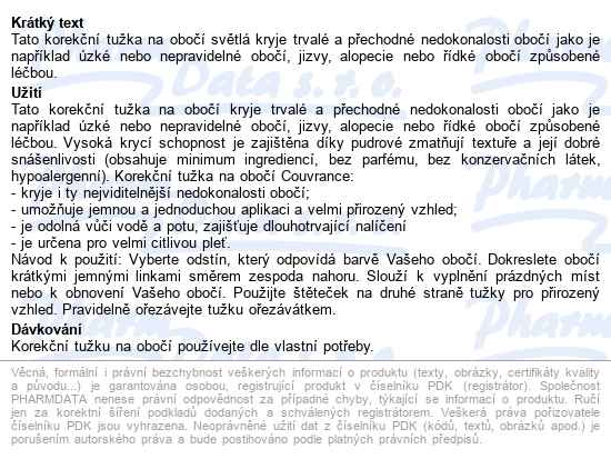 Avene Couvrance Tužka Na Obočí Světlá 1.19g - popis