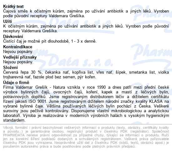 Grešík Devatero Bylin čistící čaj S řepou 20x1.5g - popis