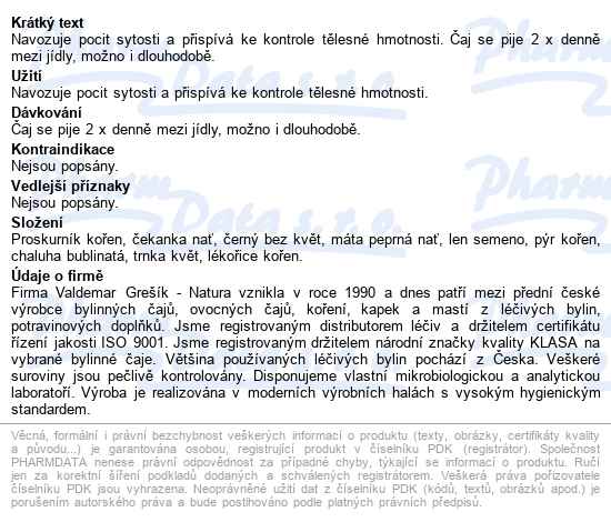Grešík Devatero Bylin štíhlá Linie čaj 20x1.5g - popis