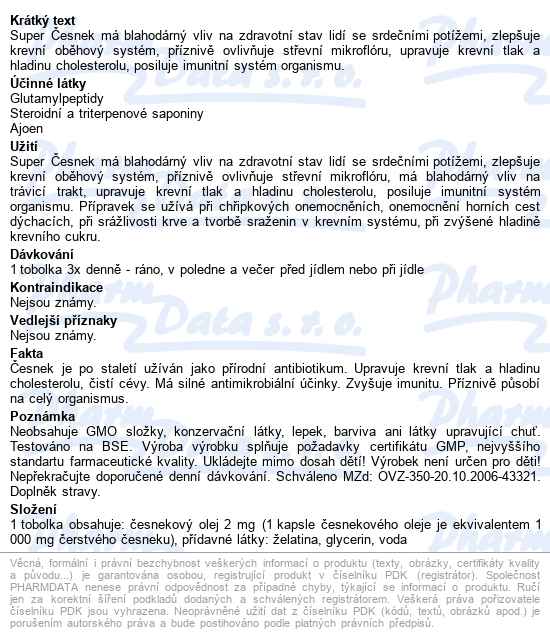 Natural Medicaments Super česnek Tobolek 100 - popis