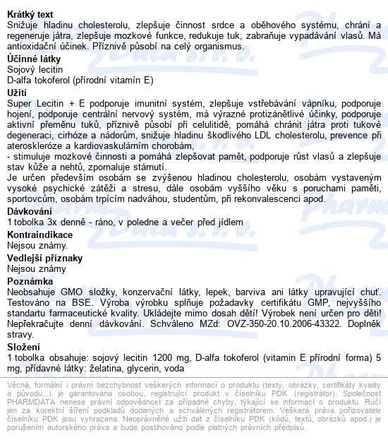 Natural Medicaments Super Lecitin+e Tobolek 100 - popis