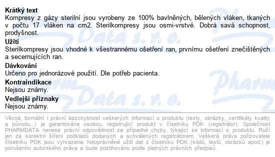 Sterilkompres Gáza 8vr.17n.10x10cm 25x2ks - popis
