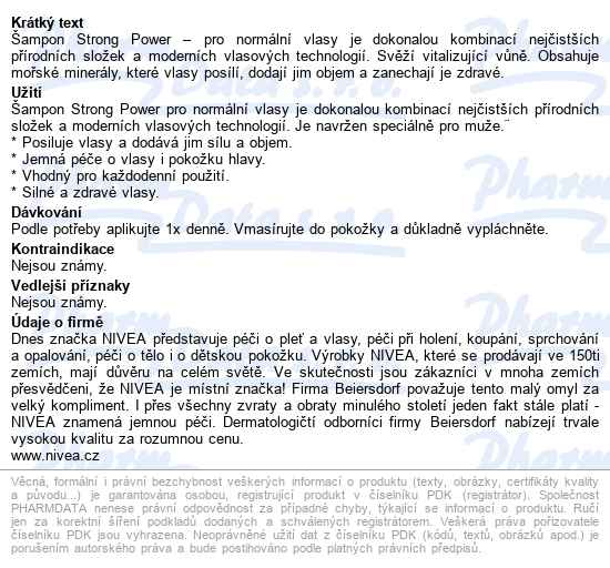 Nivea Strong Power šampon Muži 250ml 81423 - popis