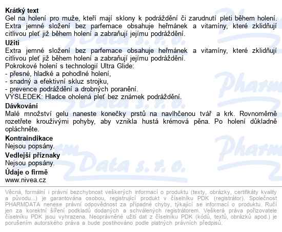 Nivea Men Sensitive Hol.gel 200ml 81740 - popis