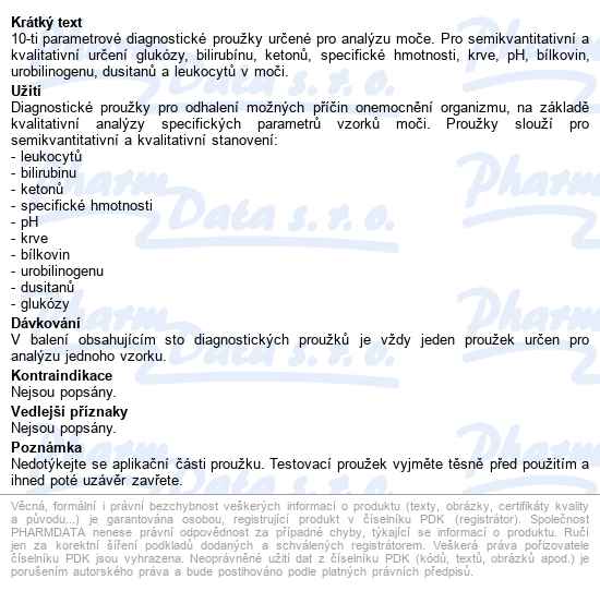 Proužky Diagnost. Multi 10 Urinescreen 100ks - popis