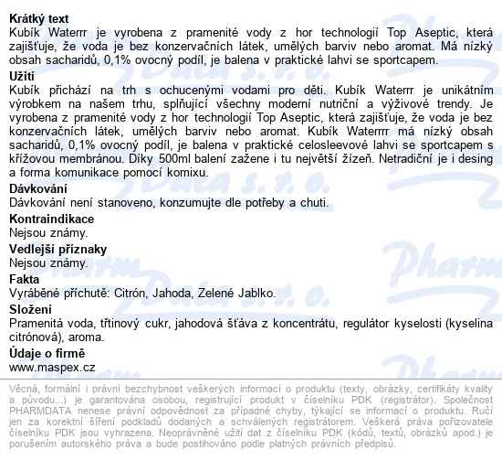 Kubík Waterrr Jahoda 500ml - popis