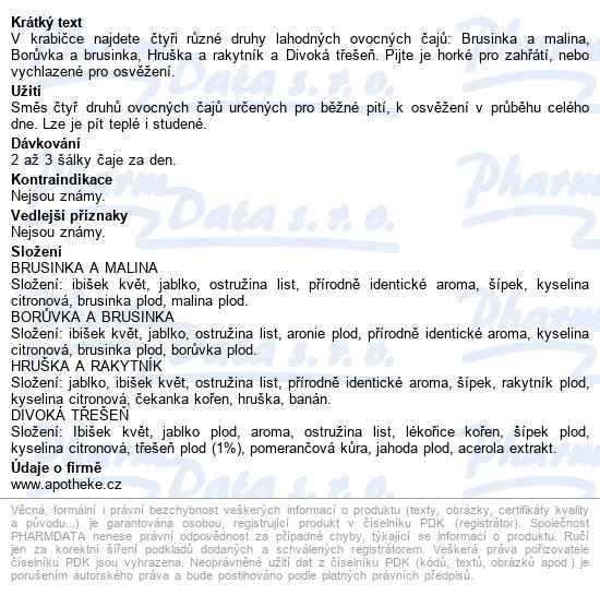 Apotheke Ovocný Koktejl Směs čajů 4v1 20x2g - popis