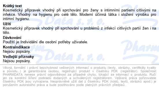 Sabi Intim Sensit. Jemný Mycí Gel ženy 220ml Paves - popis