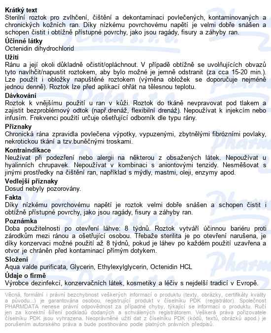 Octenilin Wound Irrigation Solution roztok na výplach ran, 350ml - popis