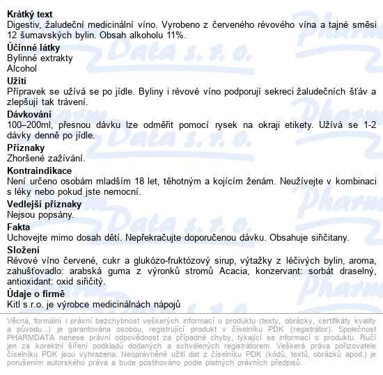 Kitl šumavské Bylinné 500ml - popis