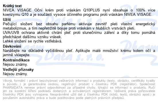 Nivea Visage Q10 oční krém 15 ml - popis
