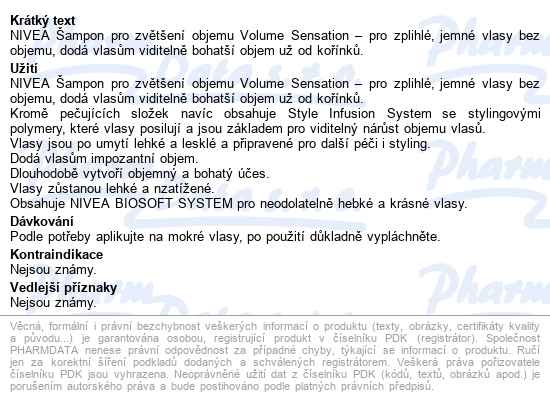 Nivea šampon Pro Zvětšení Objemu 250ml 81414 - popis