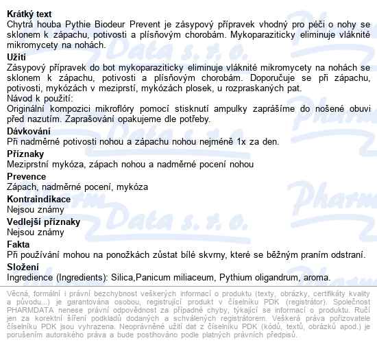 Biodeur Pythie Prevent Chytrá Houba 1x4g - popis