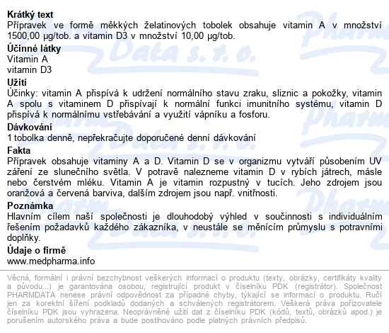 Medpharma Vitamín A+d (5000 I.u./400 I.u.) Tobolek 107 - popis